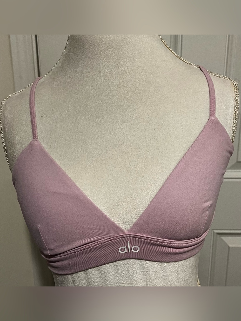 Alo Yoga Authentic Splendor Bra Candy Heart Pink / Light Lavender Size Medium - Picture 3 of 9